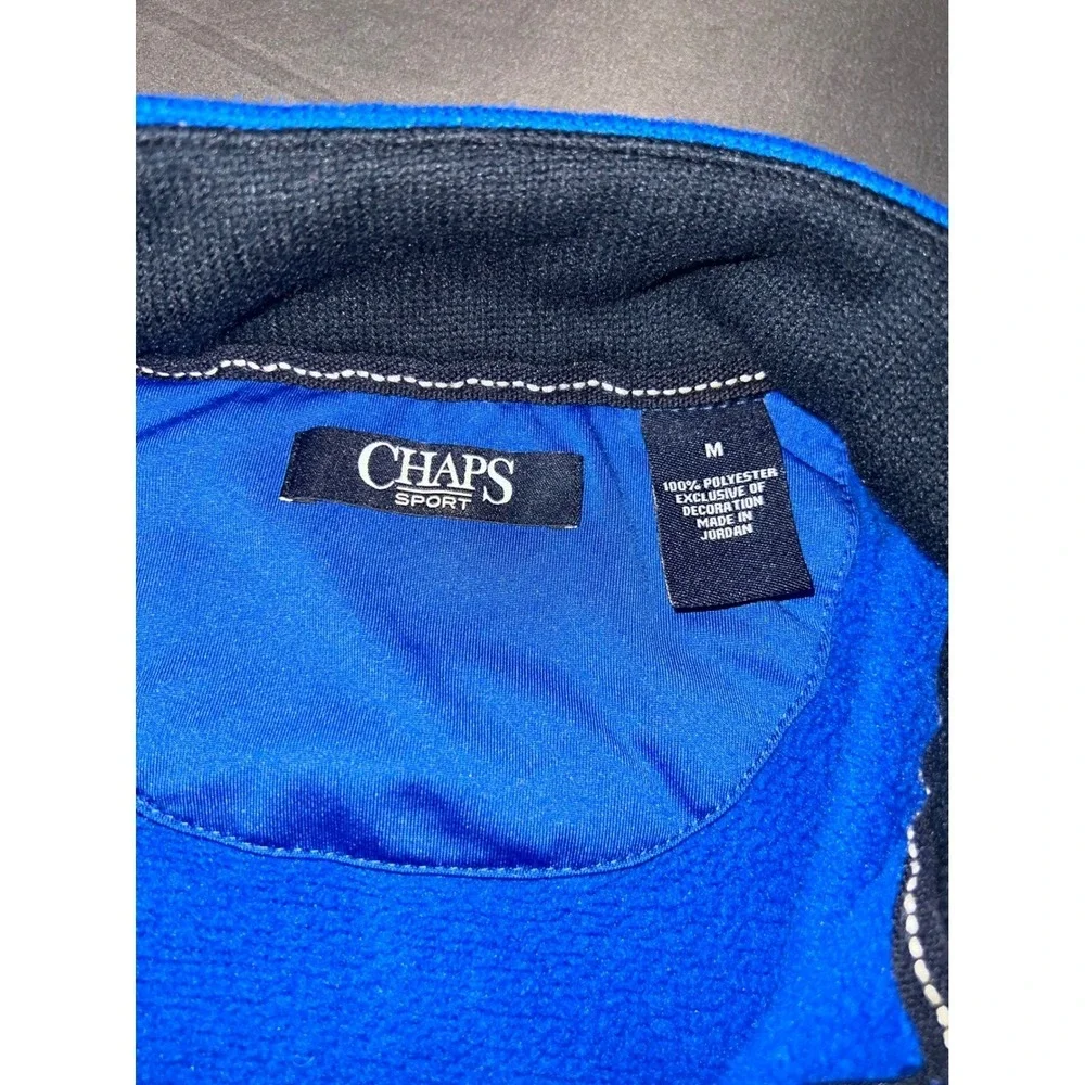 Chaps Sport Mens Royal Blue Full Zip Fleece Vest Mock Neck Size Medium